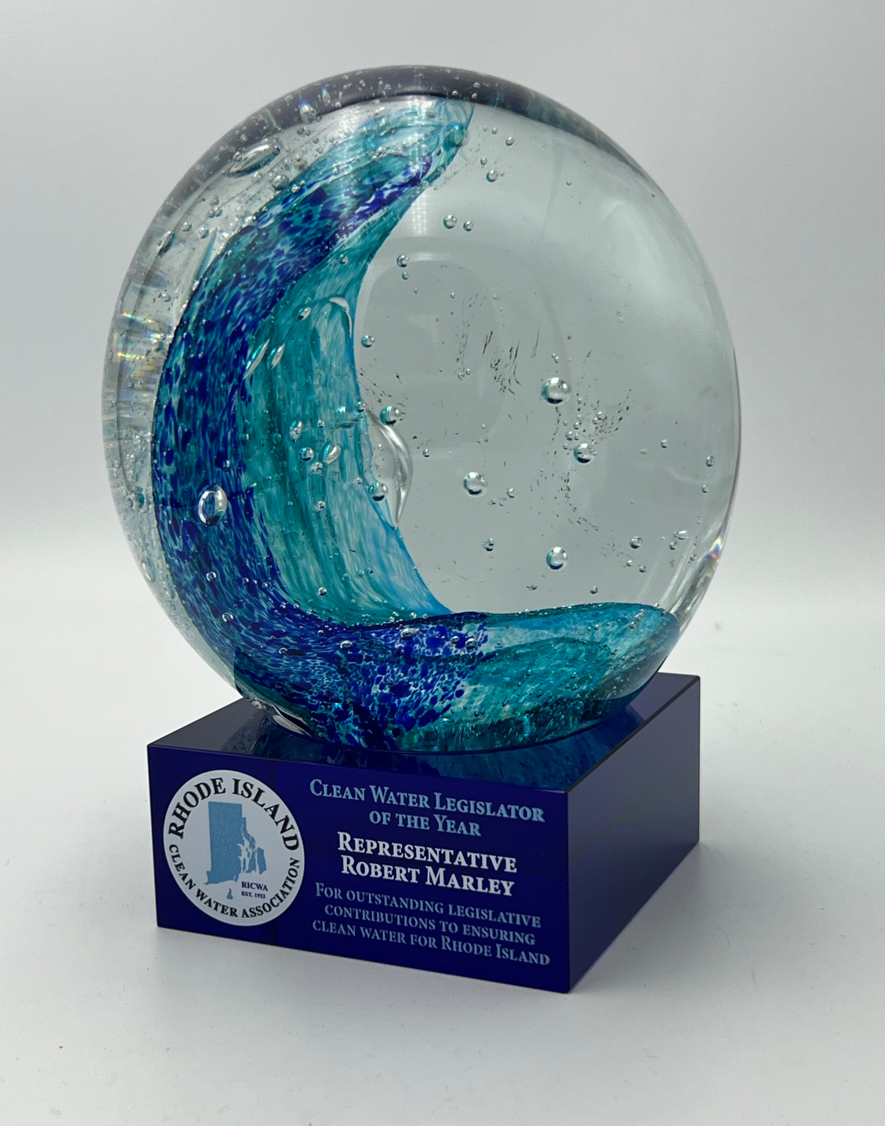 Clear cyrstal globe with crashing wave inside
