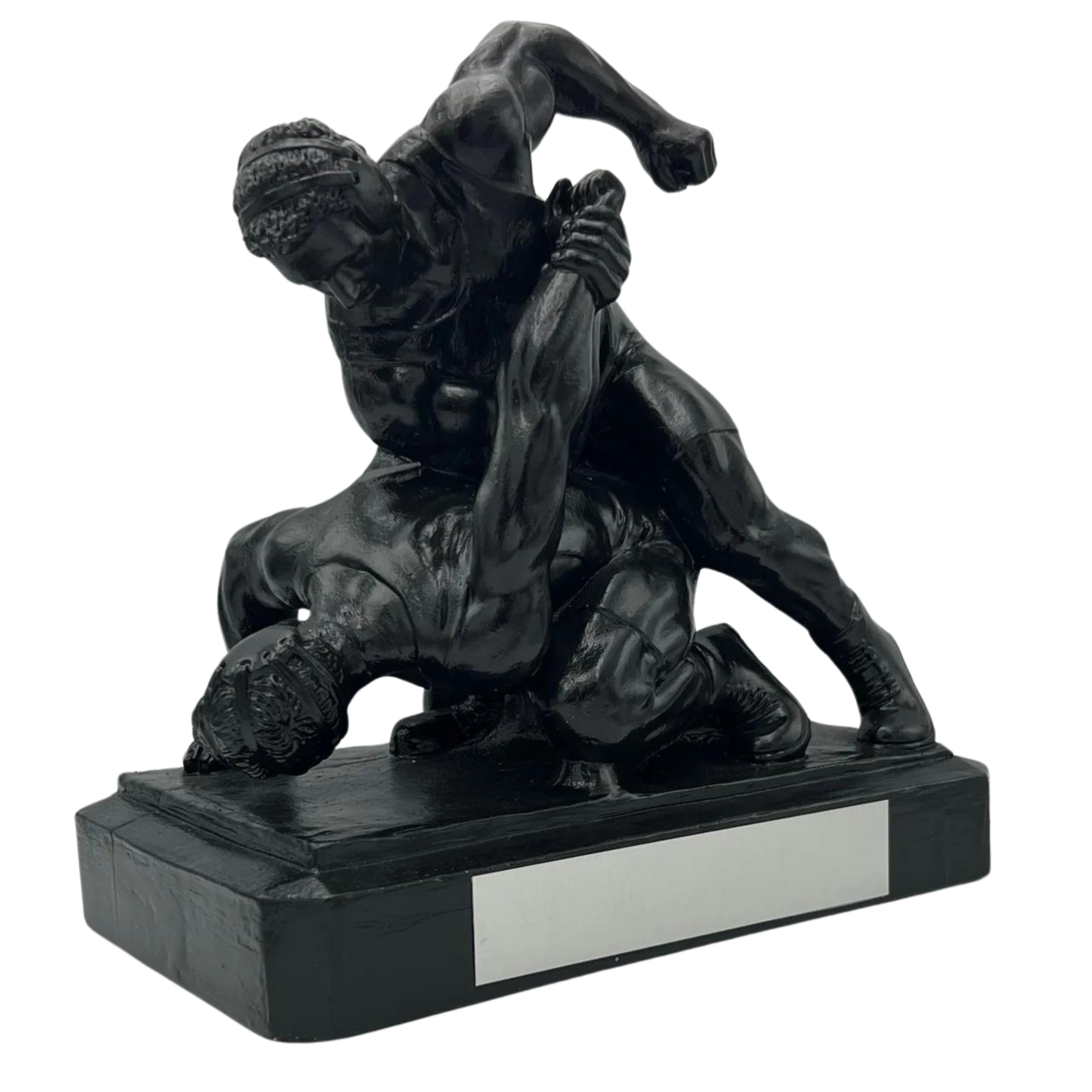 Sculptured classic wrestling statue two man Guillotine