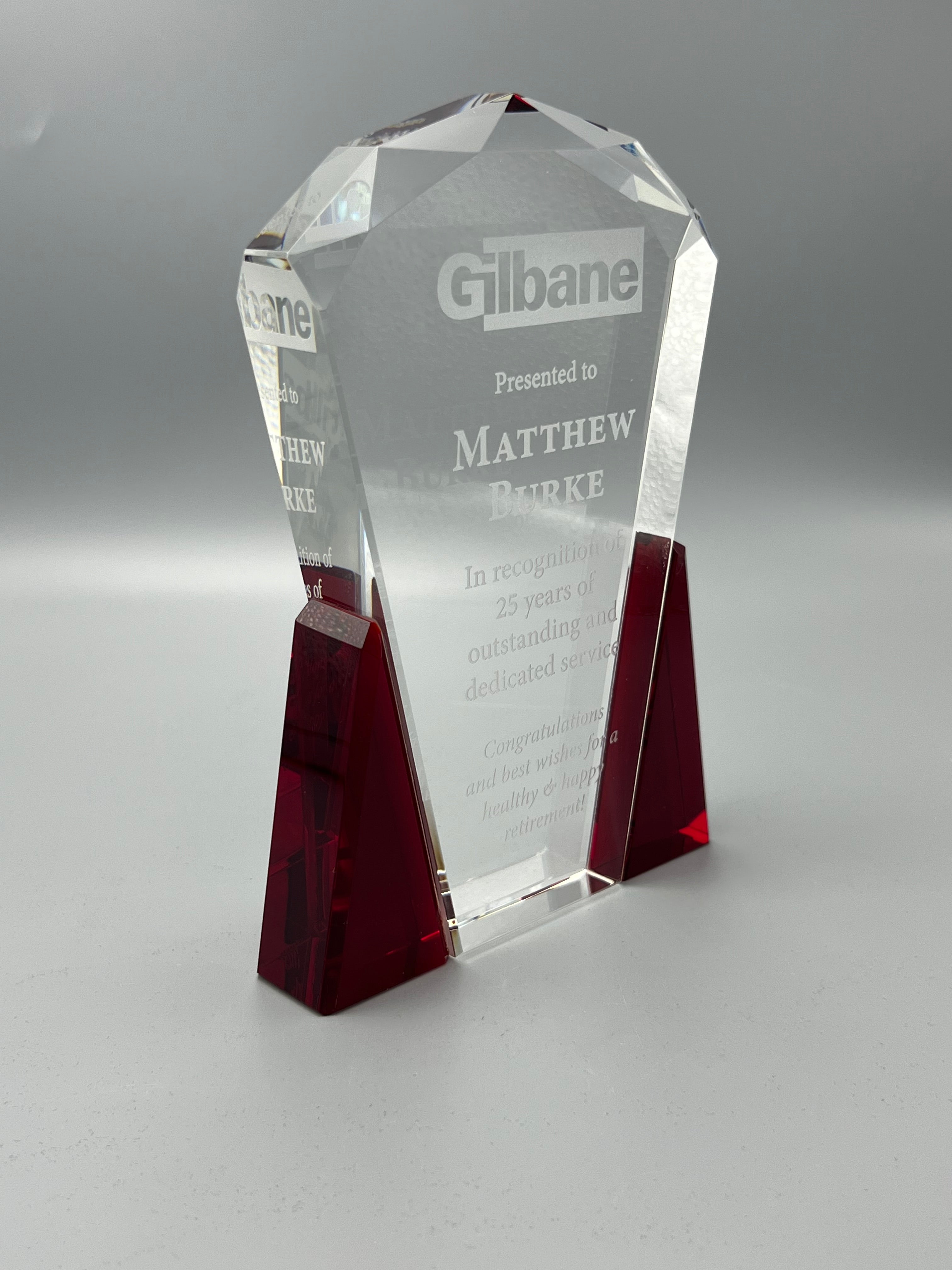 Faceted Fan Top Crystal-Red