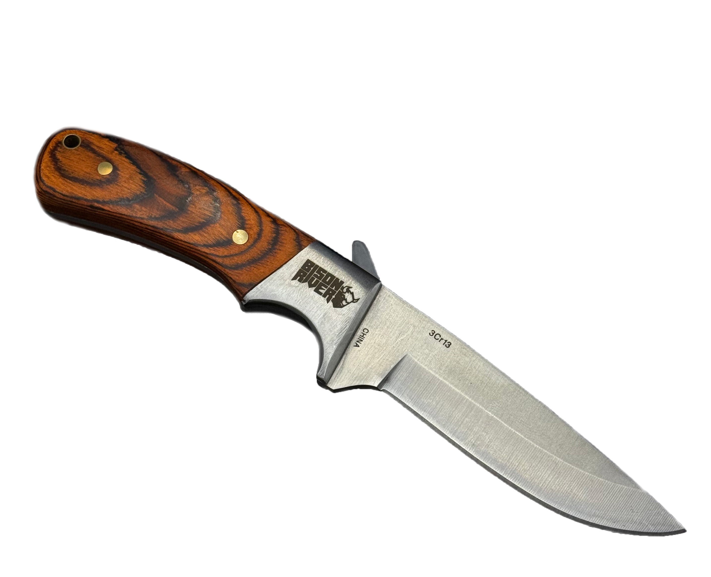 Fixed Blade Wood Knife with Leather Sheath