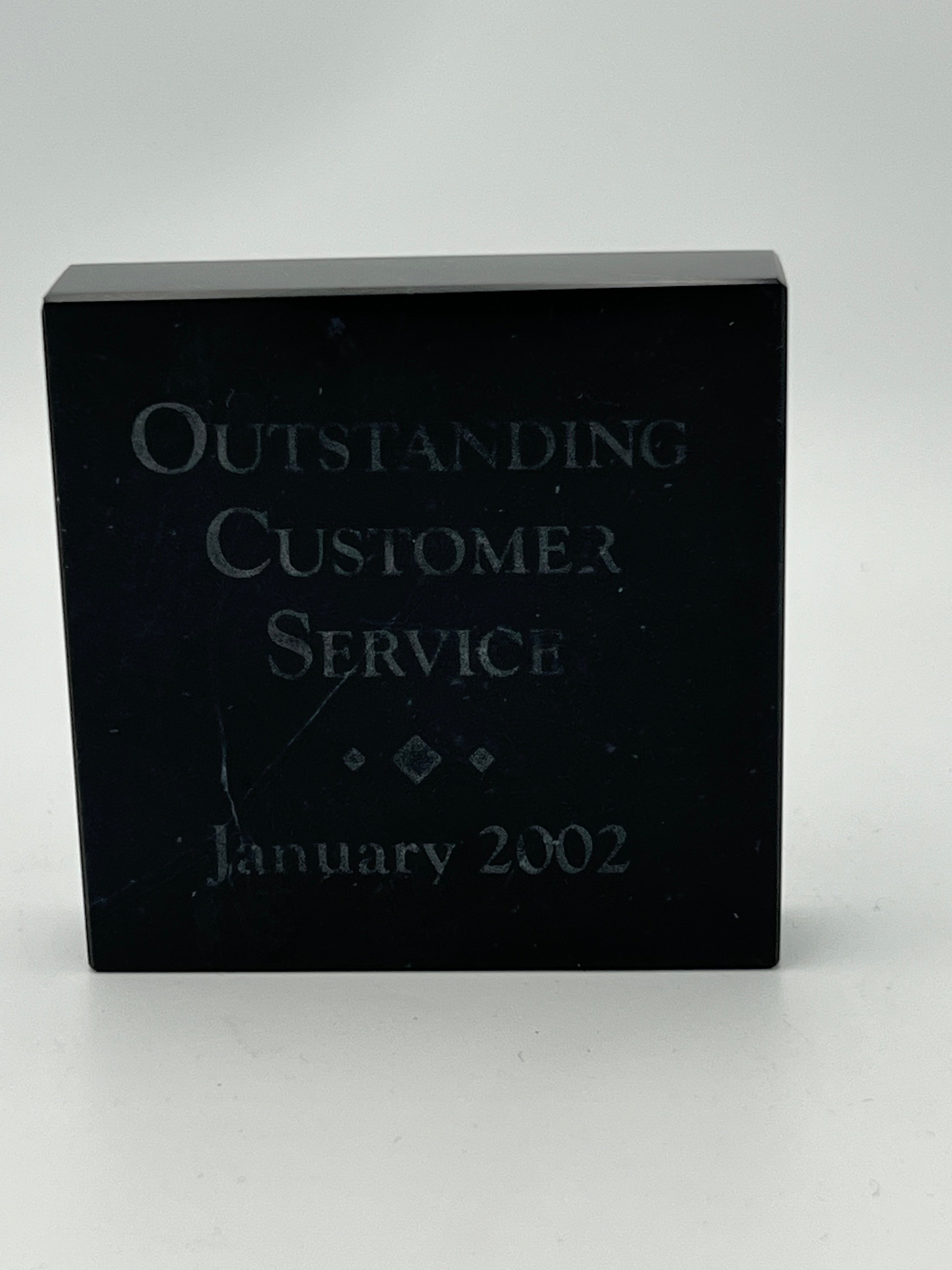 Jet Black Marble Square Paperweight