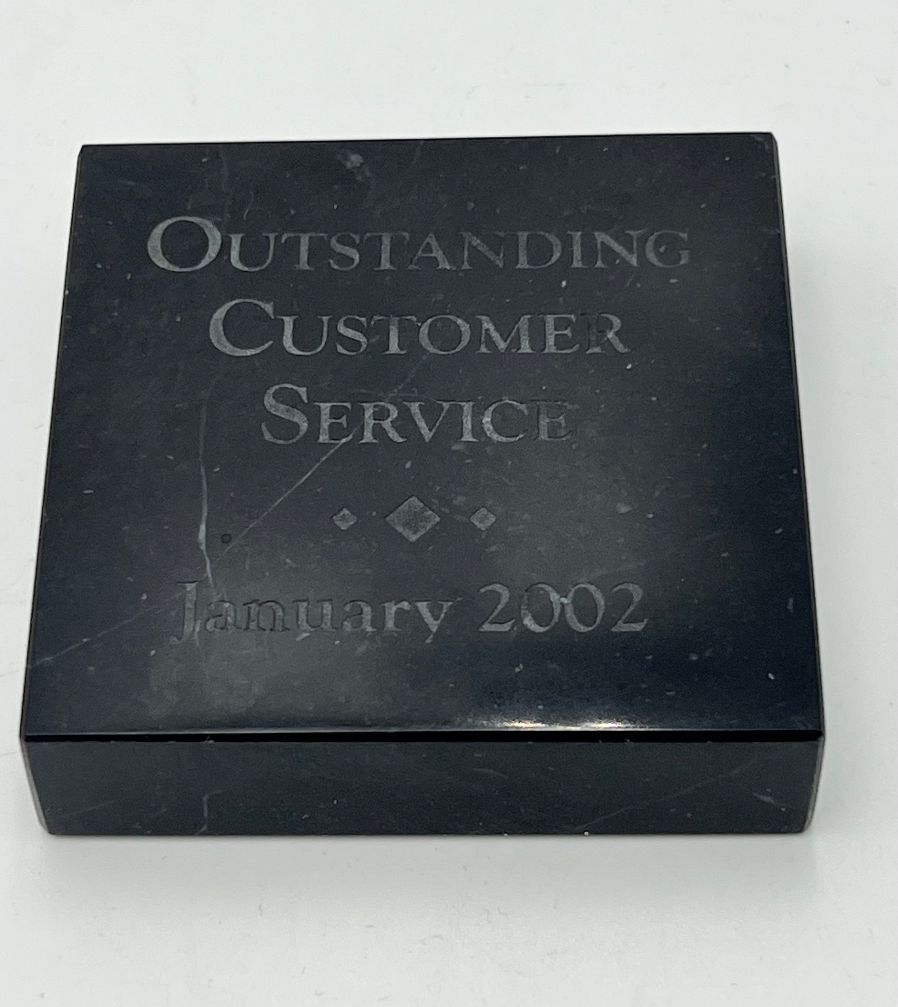 Jet Black Marble Square Paperweight