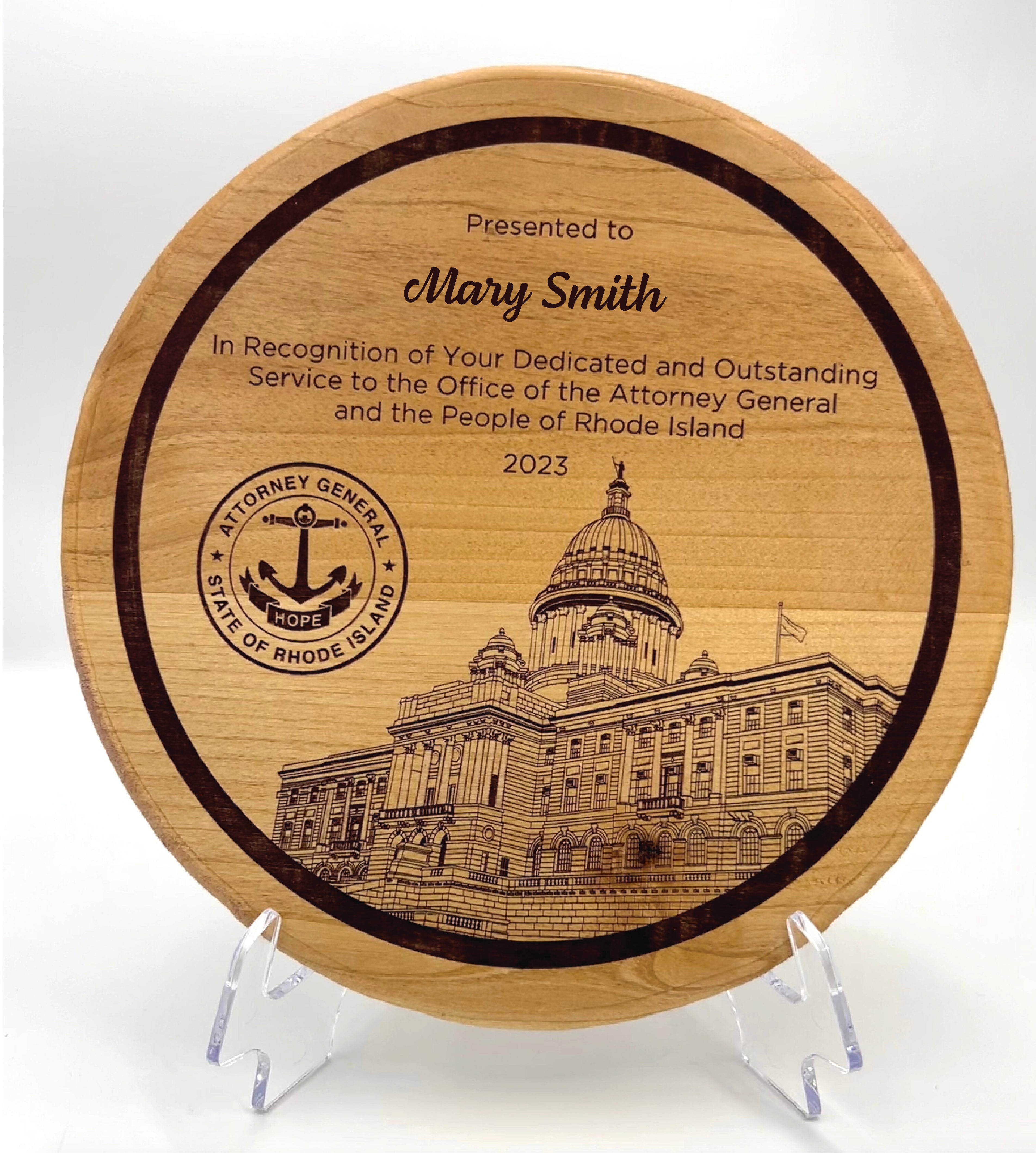 Engraved Wood Circle Plaque