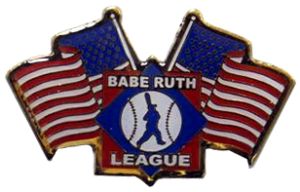 Babe Ruth League Emblem & Crossed USA Flag Trading Pin