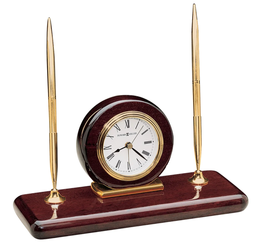 Howard Miller Rosewood Desk Set Tabletop Clock