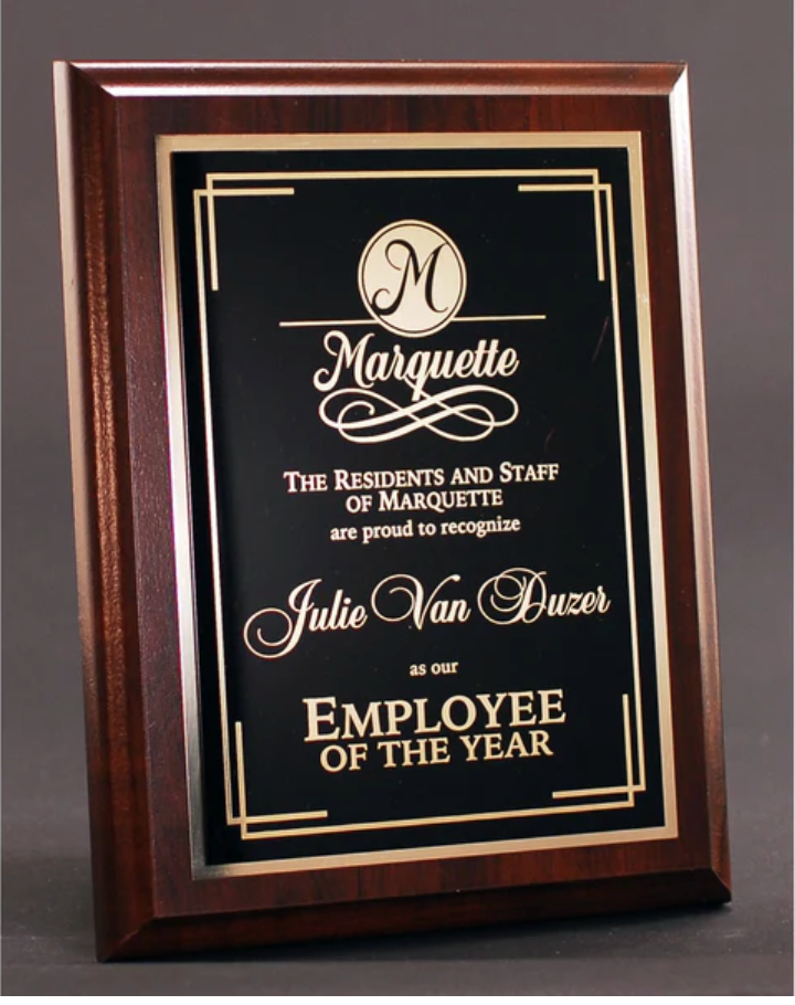 Cherry-finish Plaque with Plate