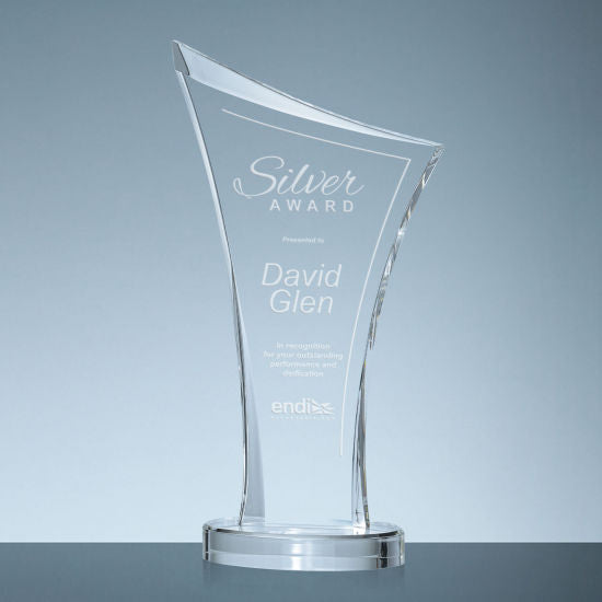 Clear acrylic, slanted topp on clear acrylic base
