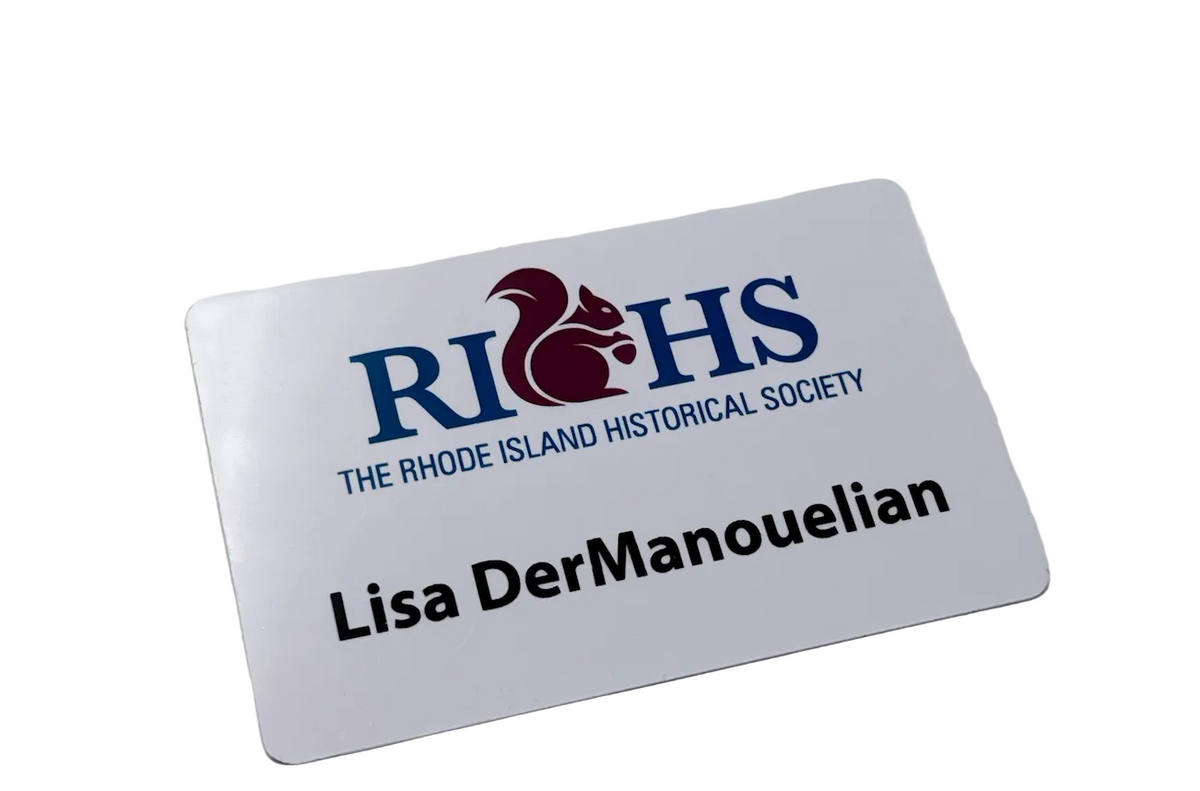 White name badge