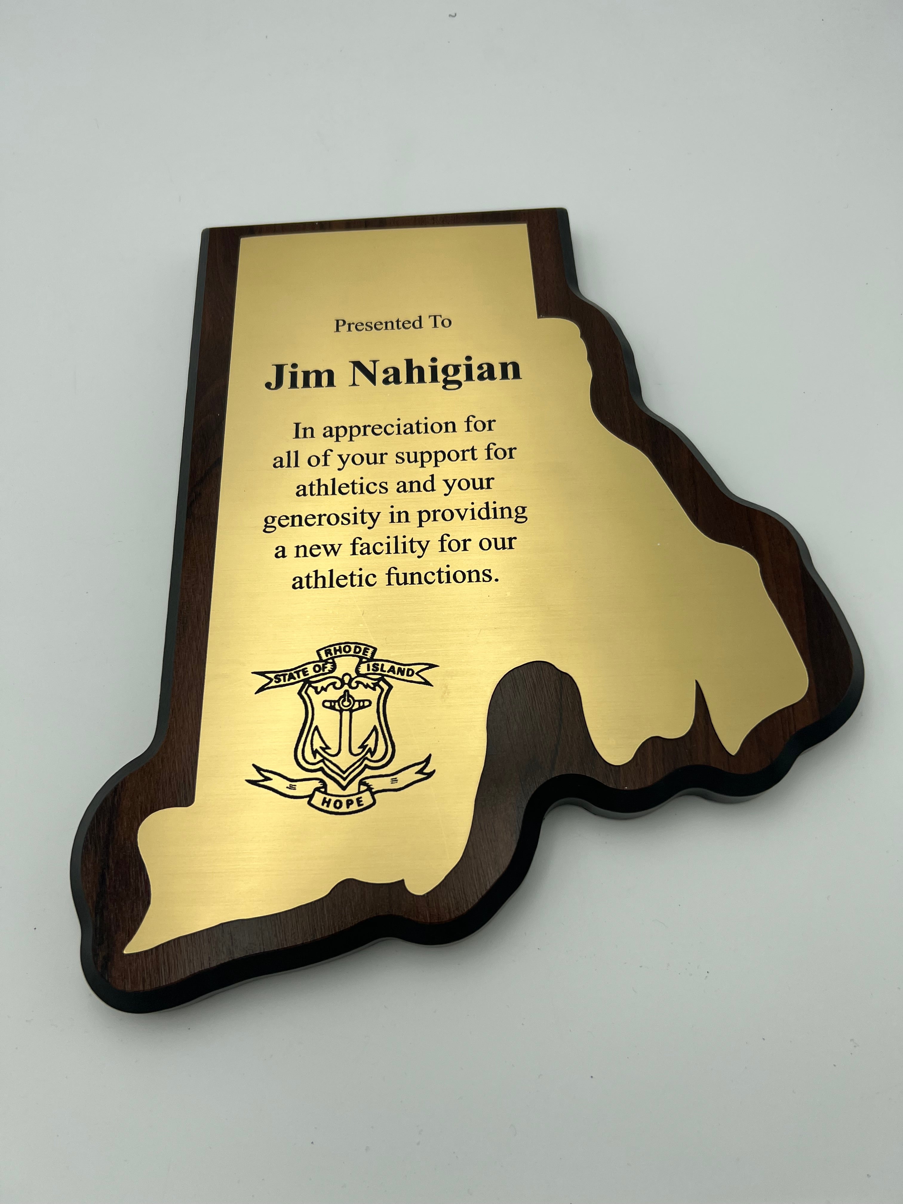 Rhode Island Shaped Plaque