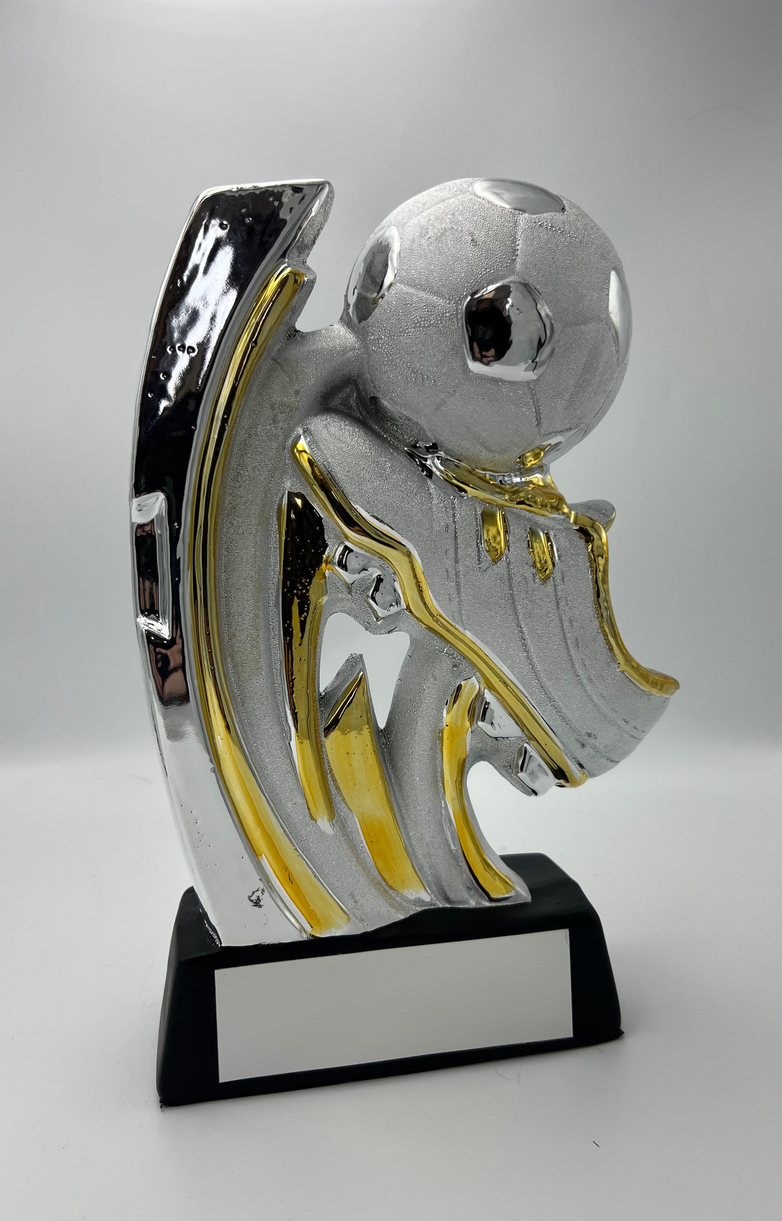 Silver Ceramic Soccer shoe and ball