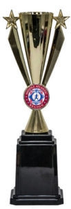 Babe Ruth Gold , V-shaped, Tall base ribbon cup.